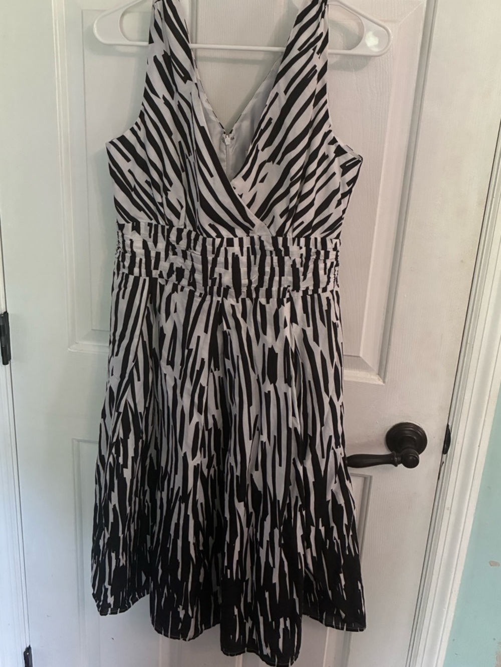 Amanda Lane Monochrome Zebra-Print Wrap Dress